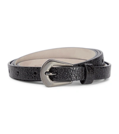 Shop Brunello Cucinelli Leather Belt In Black