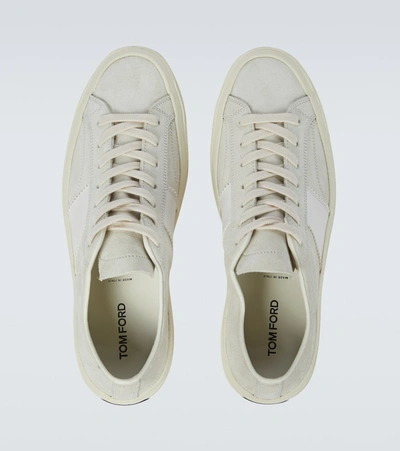 Shop Tom Ford Cambridge Suede Sneakers In White