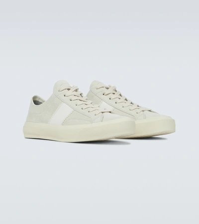 Shop Tom Ford Cambridge Suede Sneakers In White