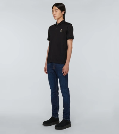 Shop Alexander Mcqueen Skull Cotton Polo Shirt In Black