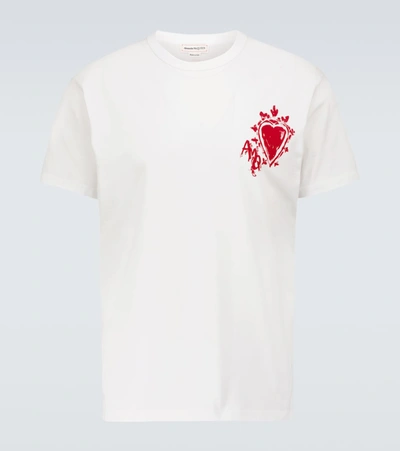 Shop Alexander Mcqueen Heart Printed T-shirt In White