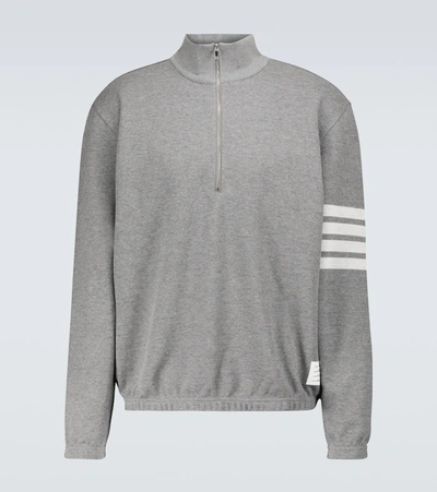 Shop Thom Browne 4-bar Half-zipped Sweatshirt In Grey