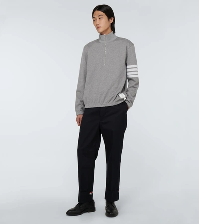 Shop Thom Browne 4-bar Half-zipped Sweatshirt In Grey