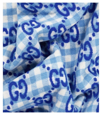 Shop Gucci Baby Gg Wool-blend Blanket In Blue
