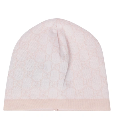 Shop Gucci Baby Gg Wool Hat In Pink