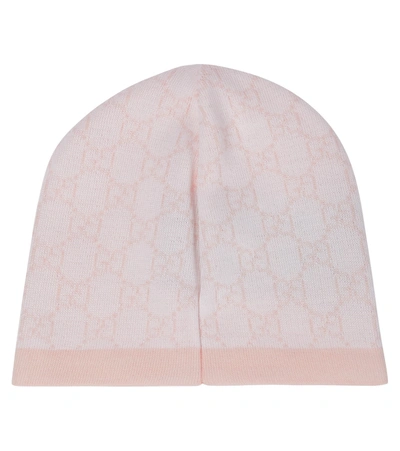 Shop Gucci Baby Gg Wool Hat In Pink