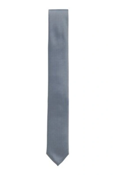 Shop Hugo Boss - Micro Patterned Tie In Silk Jacquard - Dark Blue