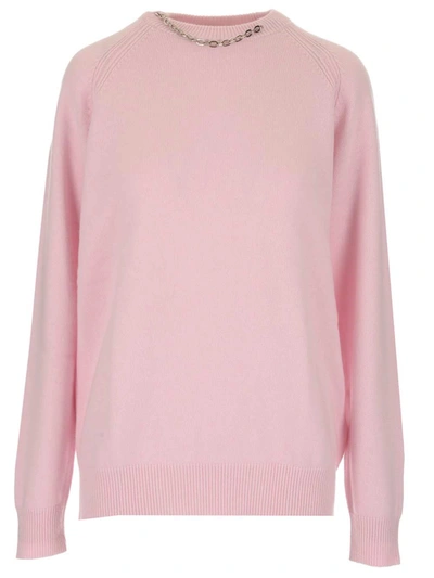 Shop Givenchy Chain Collar Knit Sweater In Pink