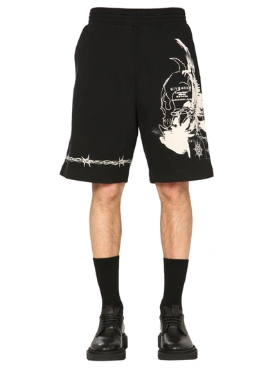 Shop Givenchy Gothic Printed Shorts In Black