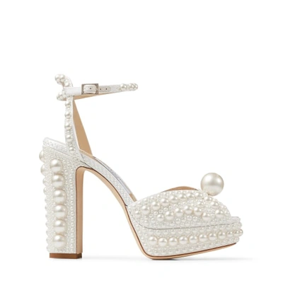 Shop Jimmy Choo Sacaria Platform 120 In Neutral