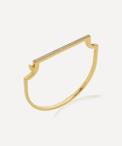 Monica Vinader Gold Plated Vermeil Silver Signature Skinny Diamond Bangle In Gold