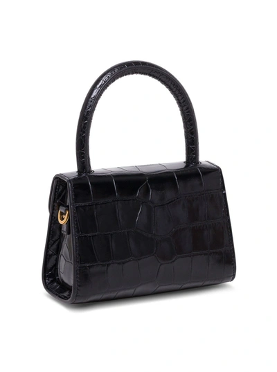 Shop By Far Mini Bag In Crocodile Embossed Leather In Black