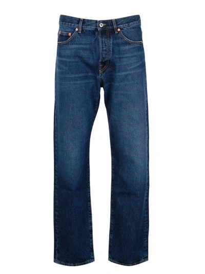 Shop Valentino Vlogo Straight Leg Jeans In Blue