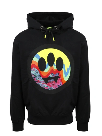 Shop Barrow Back Logo Printed Drawstring Hoodie In Black