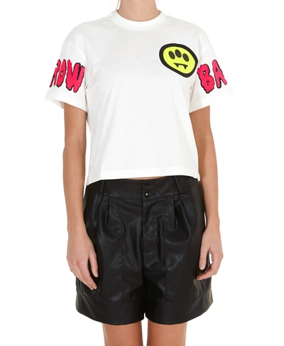 Shop Barrow Cropped Logo Printed T In White