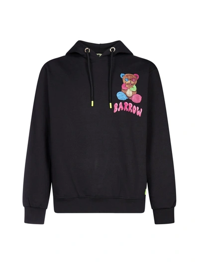 Shop Barrow Logo Printed Drawstring Hoodie In Black