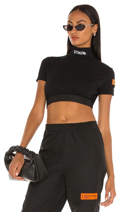 Shop Heron Preston Turtleneck Crop Tee In Black & White