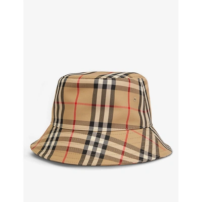 Shop Burberry Mens Beige Vintage Check Cotton-blend Bucket Hat S