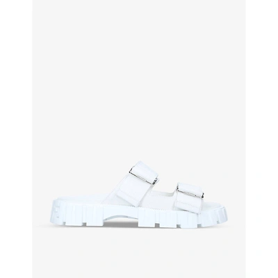 Shop Fendi Mens White Force Brand-print Woven Sandals 6