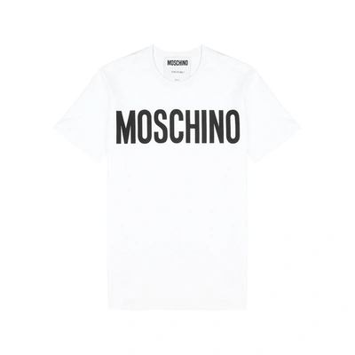 Shop Moschino Black Logo Cotton T-shirt In White