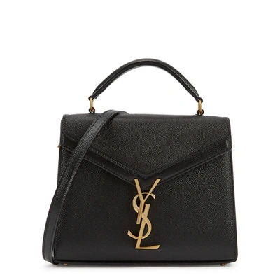 Shop Saint Laurent Cassandra Mini Black Leather Top Handle Bag