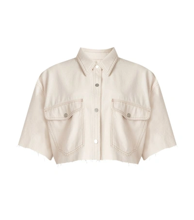 Shop Allsaints Patty Cropped Denim Jacket In White