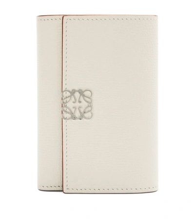 Shop Loewe Leather Anagram Vertical Wallet In White