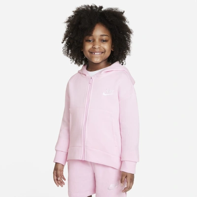 Shop Nike Sportswear Club Fleece Big Kids' Full-zip Hoodie In Pink Foam,white