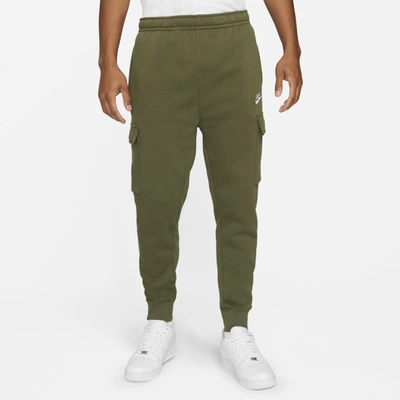 Shop Nike Sportswear Club Fleece Men's Cargo Pants In Rough Green,rough Green,white