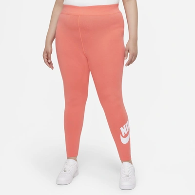 Shop Nike Sportswear Essential Women's High-waisted Leggings In Magic Ember,white