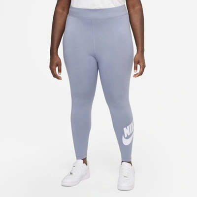 Shop Nike Sportswear Essential Women's High-waisted Leggings In Ashen Slate,white