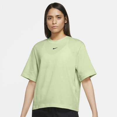 Shop Nike Sportswear Essential Women's Boxy T-shirt In Lime Ice,black