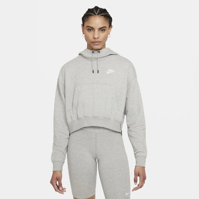 Shop Nike Sportswear Essentials Women's Fleece Hoodie In Dark Grey Heather,white