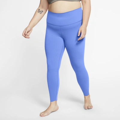 Shop Nike Women's  Yoga Luxe High-waisted 7/8 Infinalon Leggings (plus Size) In Blue