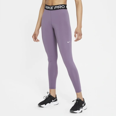 Shop Nike Pro Women's Mid-rise Leggings In Amethyst Smoke,black,white