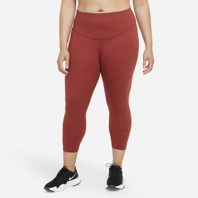 Nike One Luxe Women's Mid-rise Crop Leggings In Redstone/clear