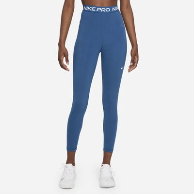 Shop Nike Pro 365 Women's High-rise 7/8 Leggings In Court Blue,white