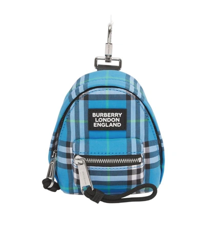 Shop Burberry Logo Backpack Keyring In Blue
