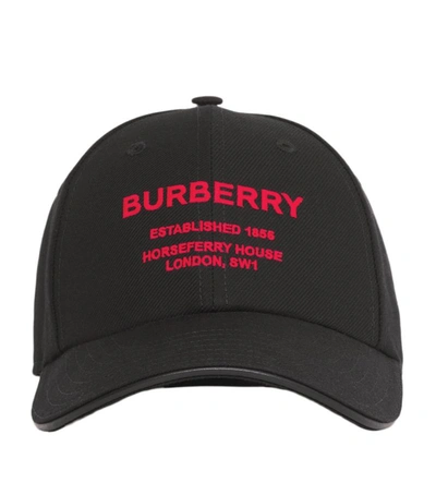 Shop Burberry Cotton Horseferry Baseball Hat In Black