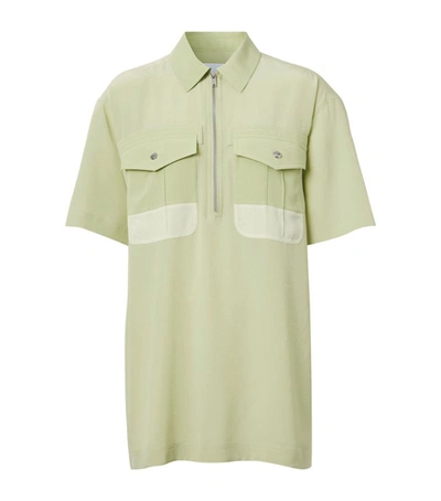 Shop Burberry Silk Crepe De Chine Bowling Shirt In Green