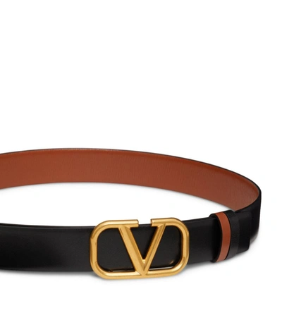 Shop Valentino Garavani Leather Vlogo Belt In Brown