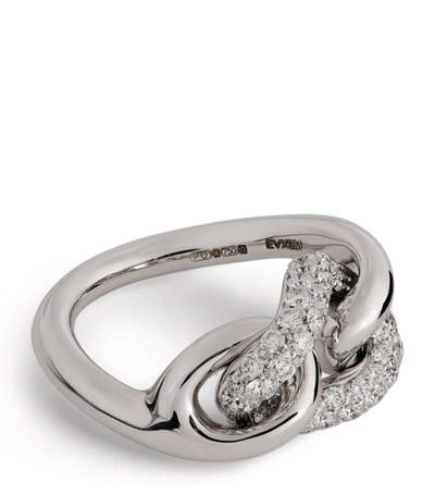 Shop Pomellato White Gold And Diamond Catene Ring