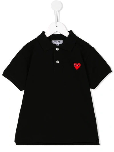 Shop Comme Des Garçons Play Embroidered Logo Polo Shirt In Black