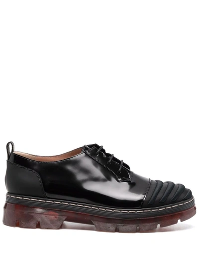 Shop Alberta Ferretti Lace-up Chunky Leather Shoes In Schwarz