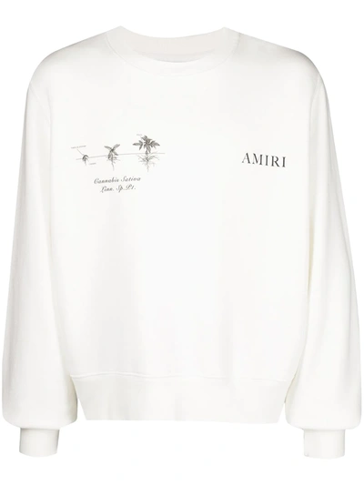 Shop Amiri Leaf-print Sweatshirt In Weiss