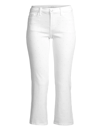 Shop J Brand Women's Selena Mid-rise Faux-pearl Crop Bootcut Jeans In Ionized