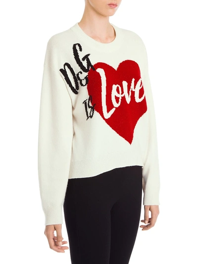 Shop Dolce & Gabbana Women's D & G Is Love Itarsia Knit Sweater In Ivory