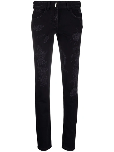 Shop Givenchy Distressed Skinny Jeans In Schwarz