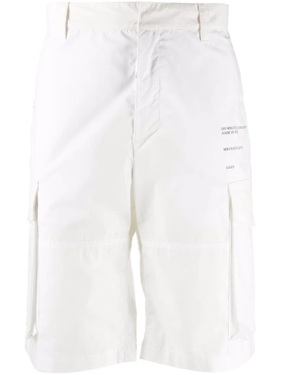 Shop Off-white Logo-print Cargo-pocket Shorts In Weiss