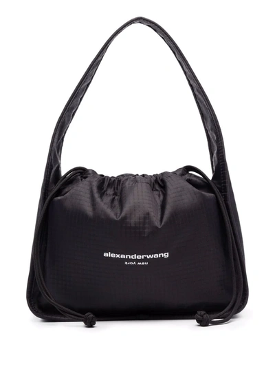 Shop Alexander Wang Ryan Logo-print Shoulder Bag In 001 Black